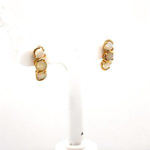 18K Yellow Gold Opal Earrings